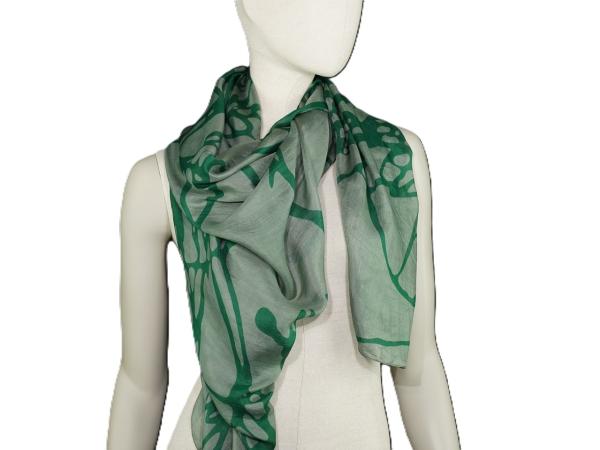 AHMADDY Seiden-Schal hellgrün dunkelgrün